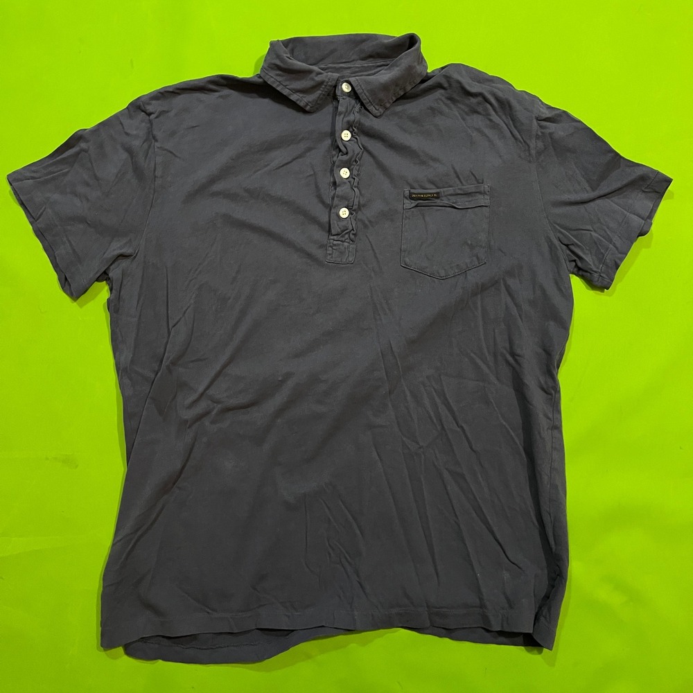 Denim & Supply Ralph Lauren Mens Large Black Cotton Short Sleeve Pocket Polo